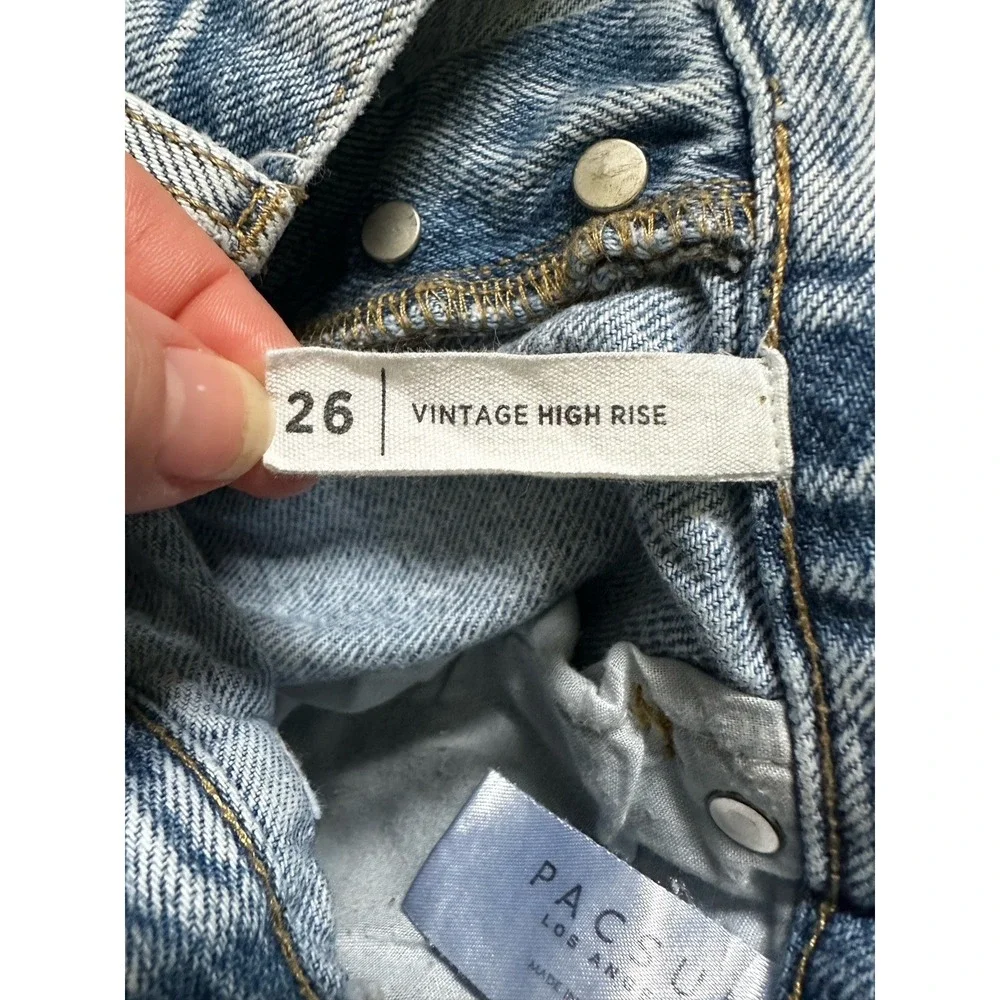 PacSun Vintage High Rise Ripped Denim Mini Shorts Light Wash Size 25‎ 2